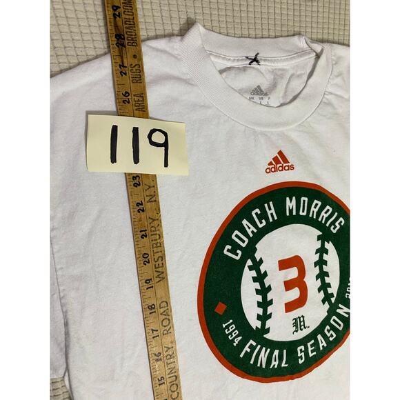 Adidas Coach Morris Final Season T-Shirt Size L White Graphic Tee Baseball #3 - Picture 4 of 6